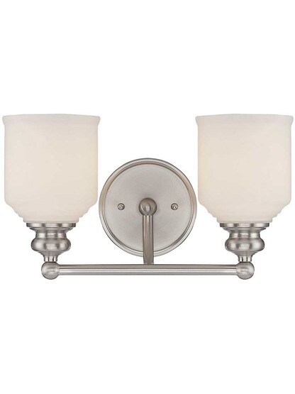 Melrose 2-Light Bath Sconce in Satin Nickel.